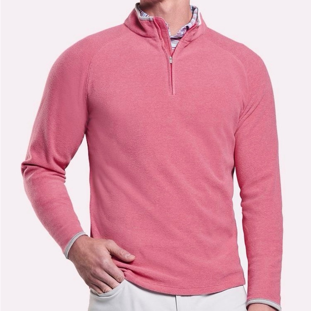 Peter Millar Men’s All Day Microfleece Quarter Zip - Dusty Pink